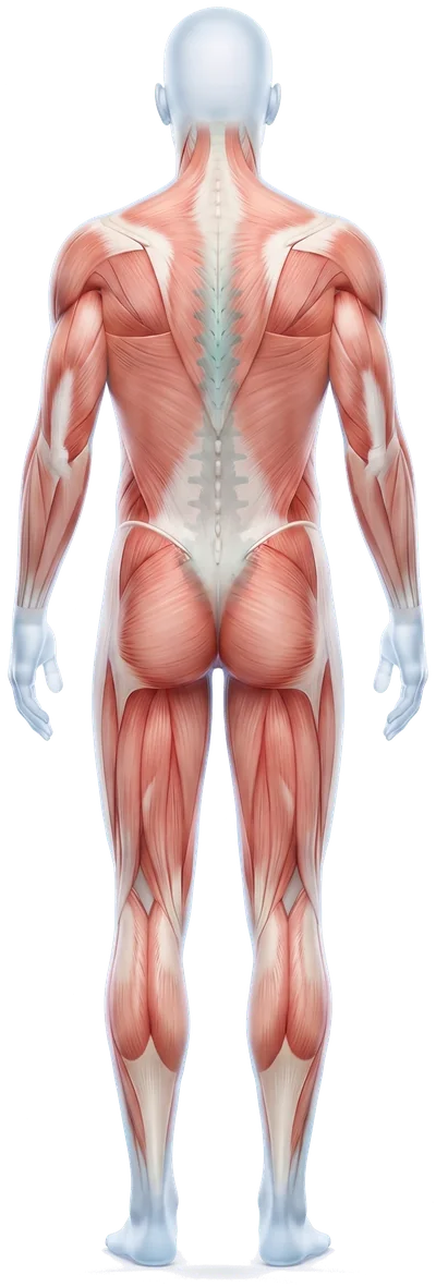 Arkadan görünen insan figürü: sırt kas anatomisi ve omurga